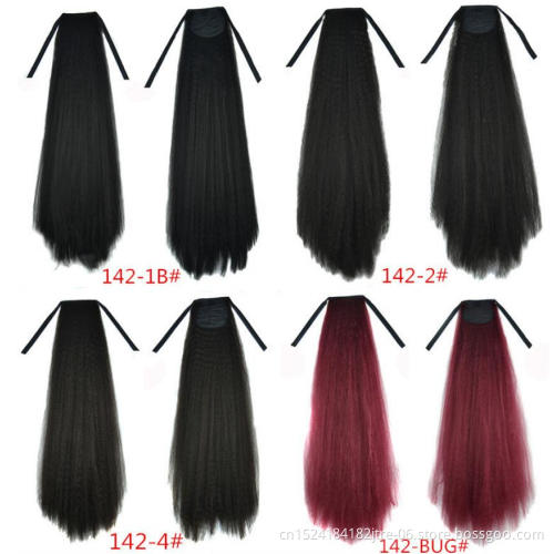 hot sale synthetic yaki straight drawstring ponytail, medium length kinki straight hair drawstring ponytail